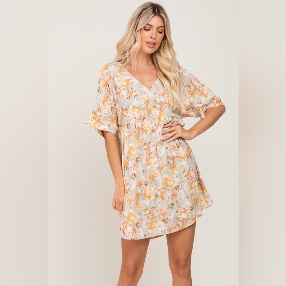 ANDREE Sage Floral Short Sleeve Dress SZ MED - Picture 1 of 6